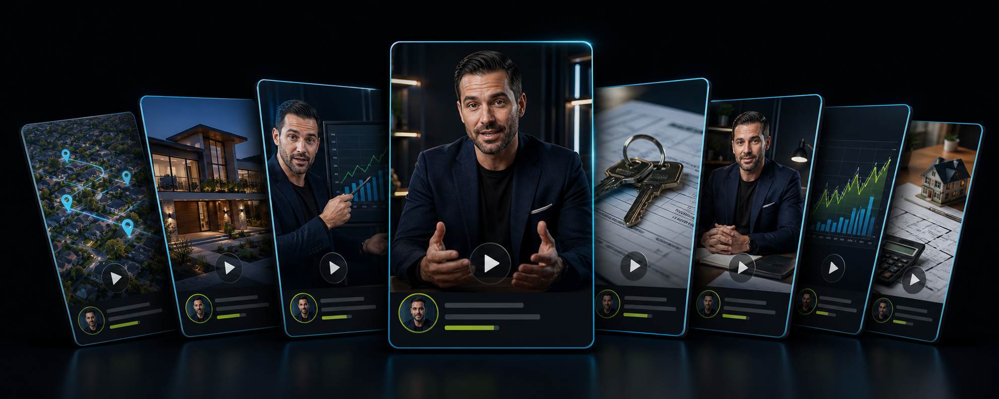 The same professional appearing consistently across nine AI avatar videos