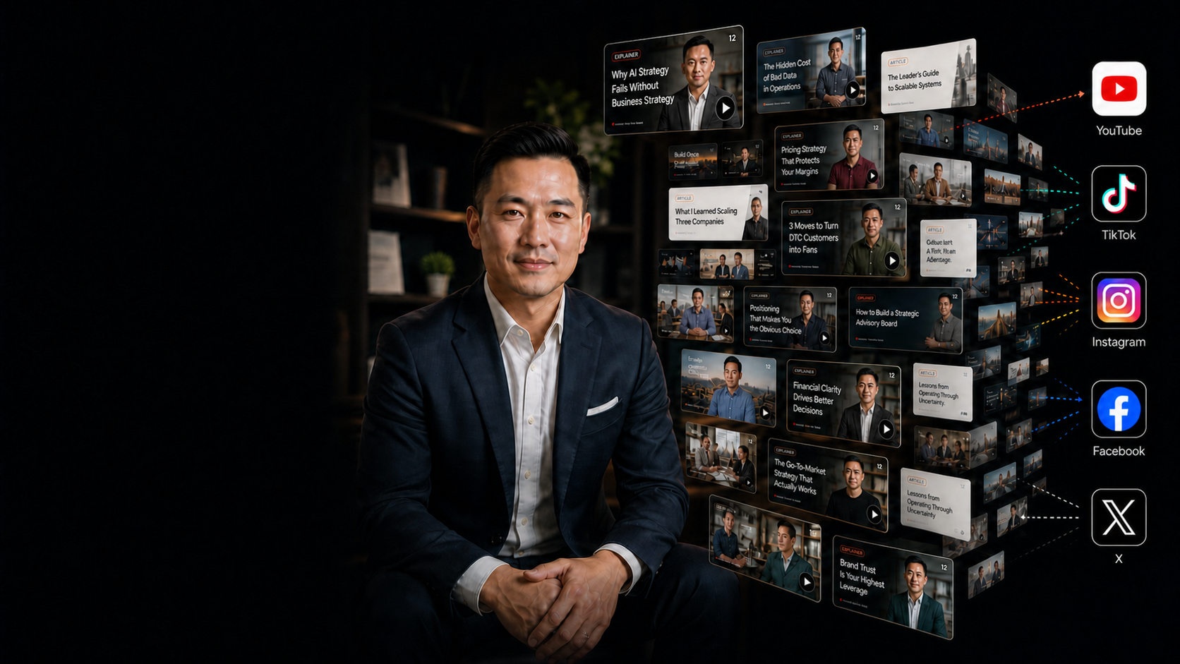 Professional surrounded by an expanding library of industry content across five platforms